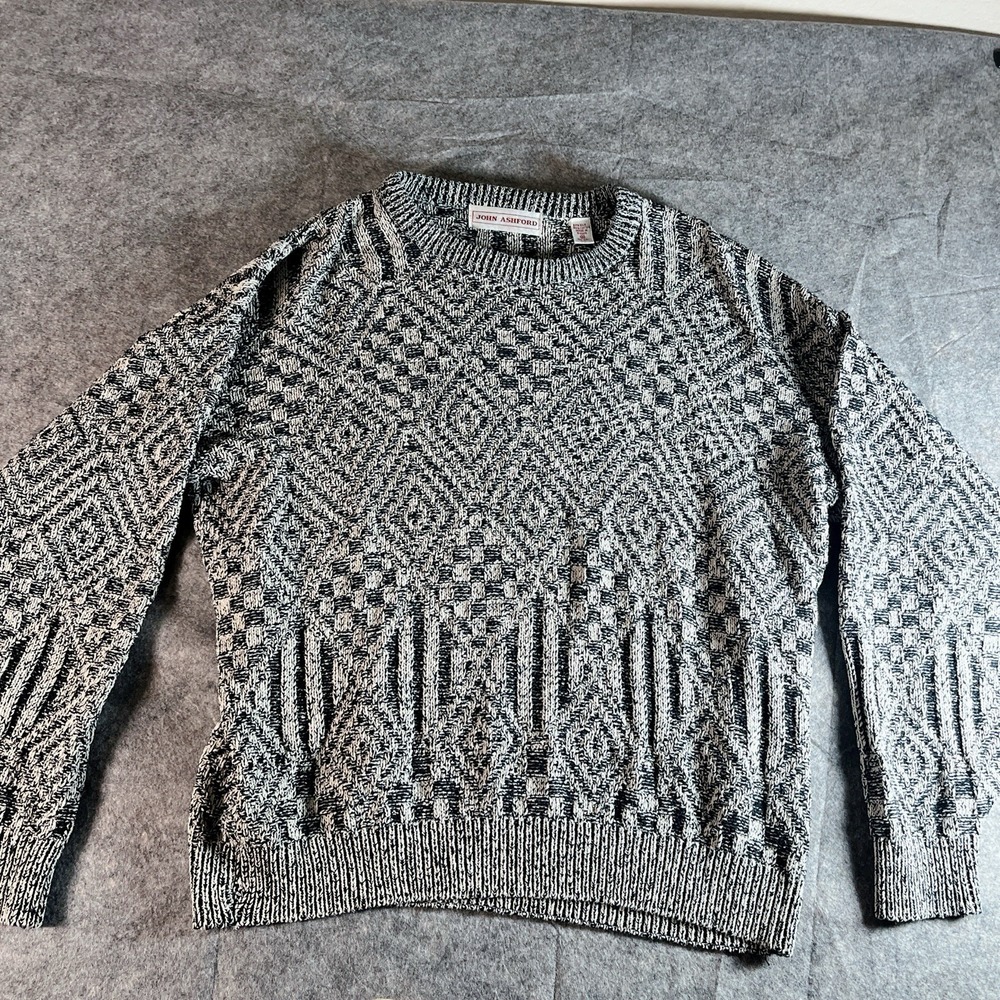 Vintage 90's John Ashford Diamond Pattern Knit‎ Silk Sweater Size XL Made Korea